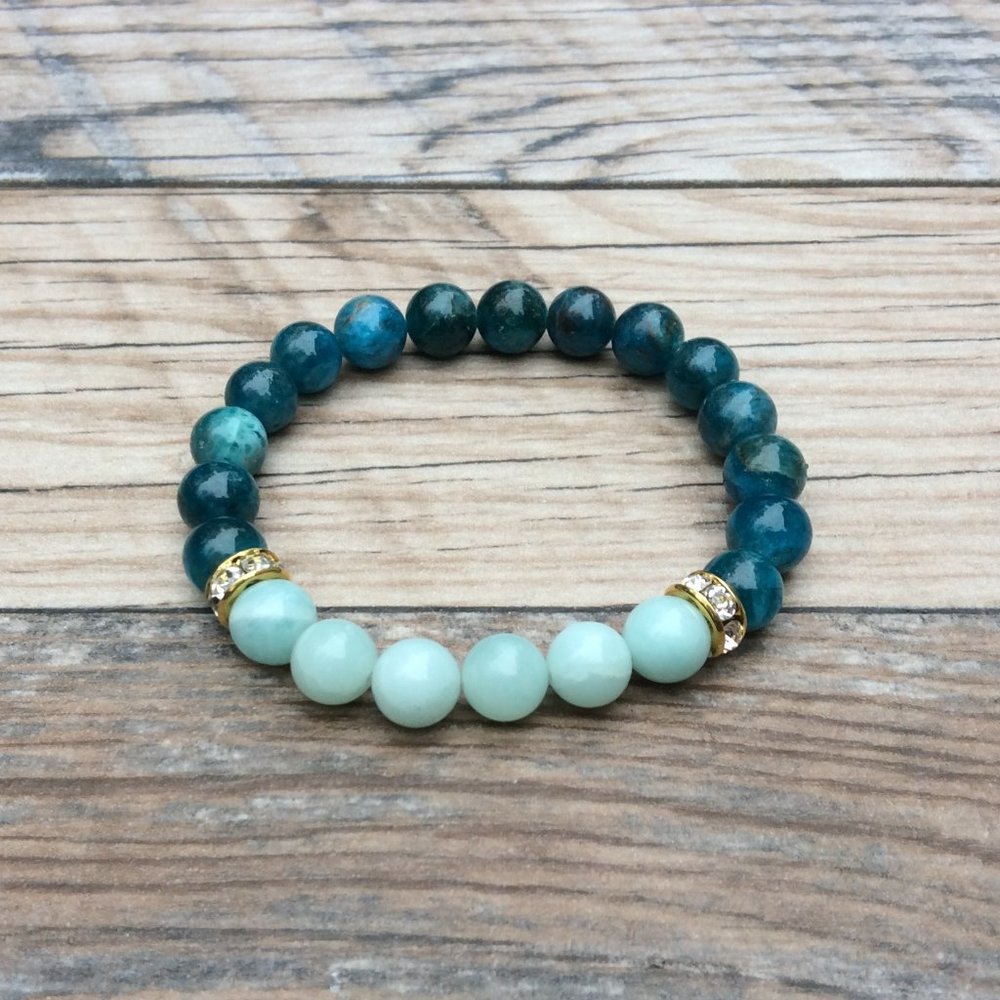 Apatite bracelet with Amazonite, healing bracelet, boho bracelet